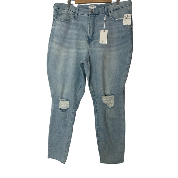 Good American Denim - New Good American Jeans GOOD‎ LEGS CROPPED Women's Size 18 Plus Blue Distressed